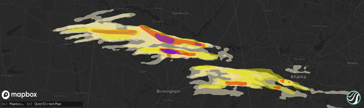 Hail map in Blountsville, AL on March 19, 2018