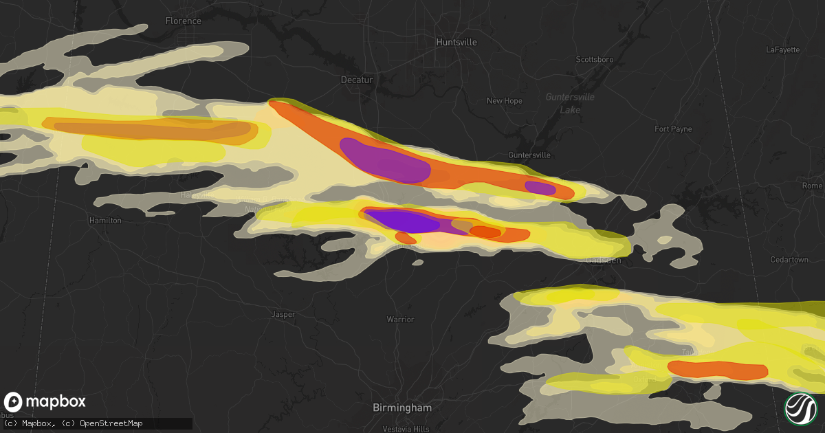Hail map in Cullman, AL on March 19, 2018