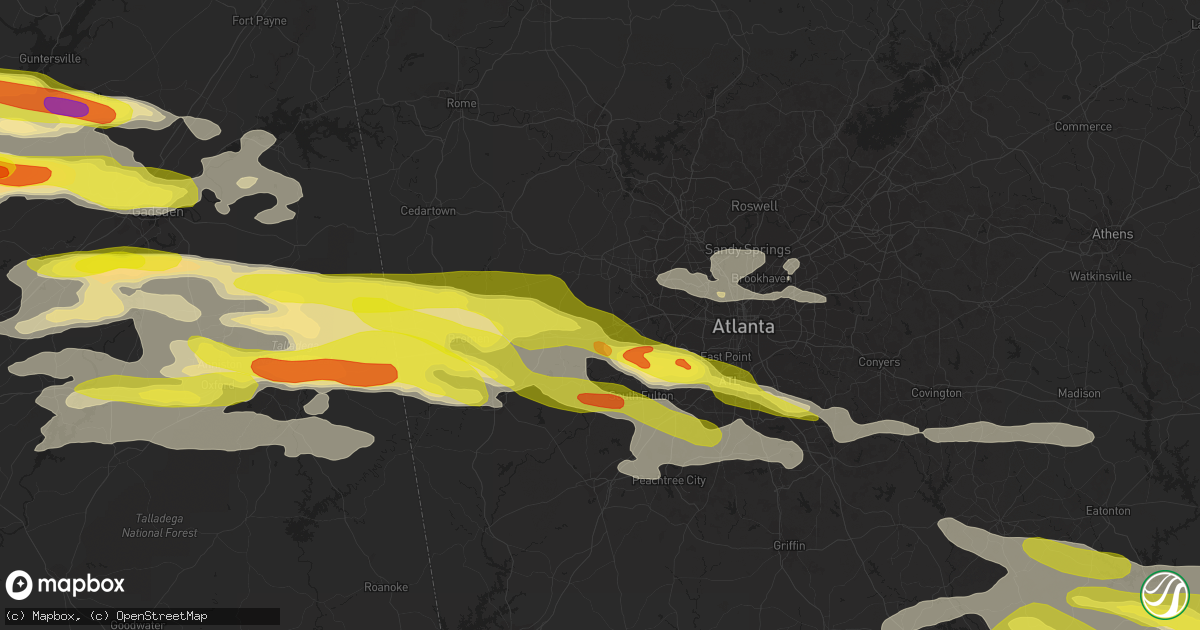 Hail map in Douglasville, GA on March 19, 2018