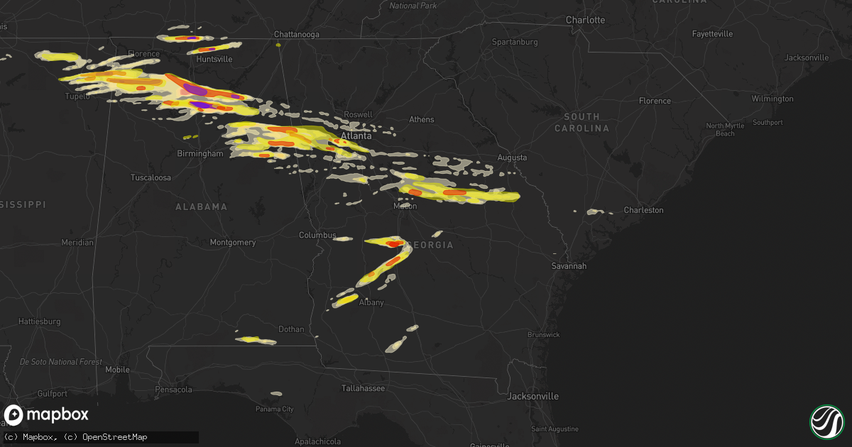 Hail map in Georgia on March 19, 2018