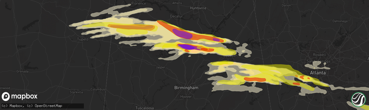 Hail map in Hanceville, AL on March 19, 2018