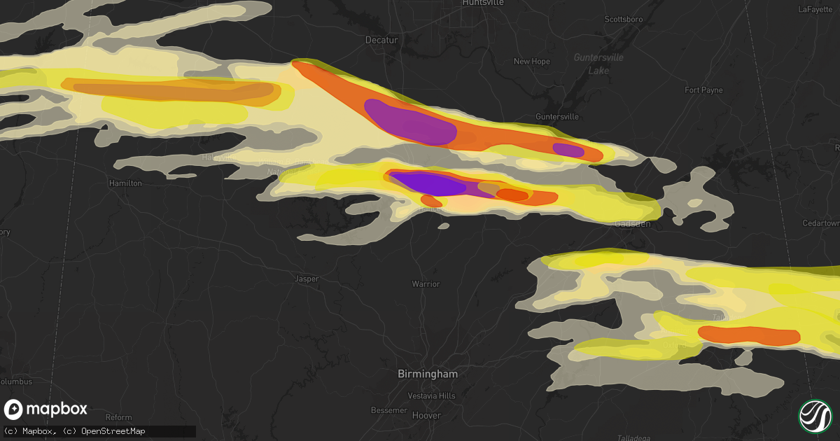 Hail map in Hanceville, AL on March 19, 2018