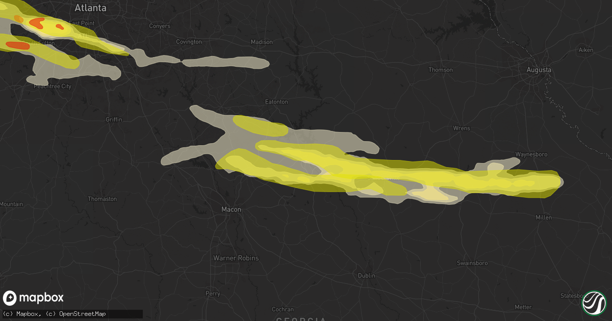 Hail map in Milledgeville, GA on March 19, 2018