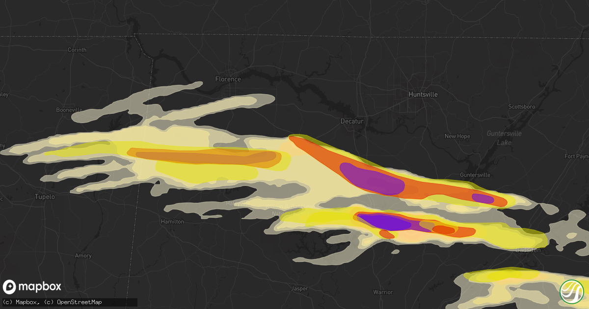 Hail map in Moulton, AL on March 19, 2018