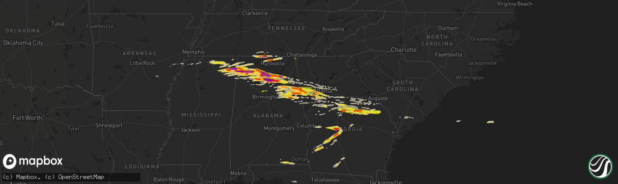 Hail map on March 19, 2018