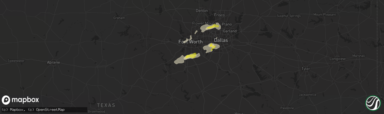 Hail map in Burleson, TX on March 19, 2020