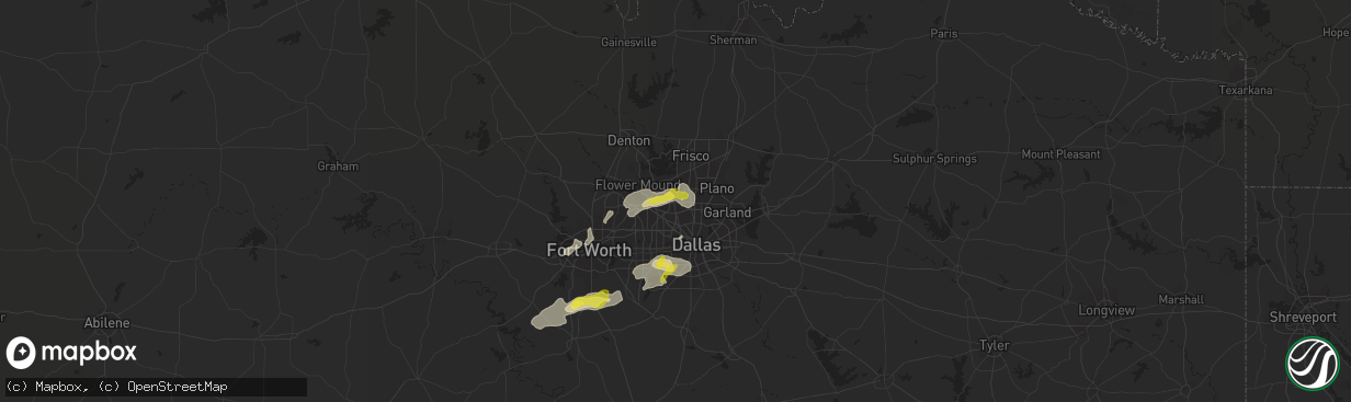 Hail map in Carrollton, TX on March 19, 2020