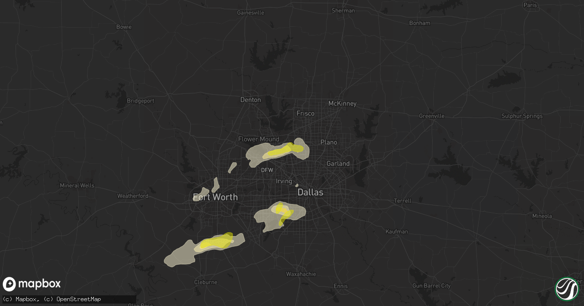 Hail map in Carrollton, TX on March 19, 2020