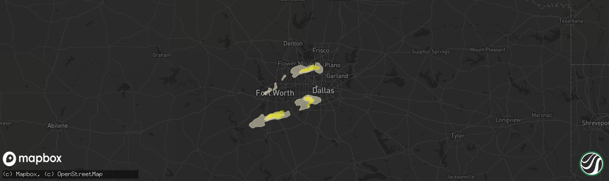 Hail map in Grand Prairie, TX on March 19, 2020