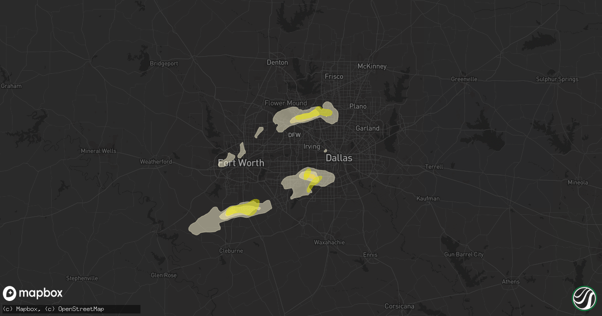 Hail map in Grand Prairie, TX on March 19, 2020