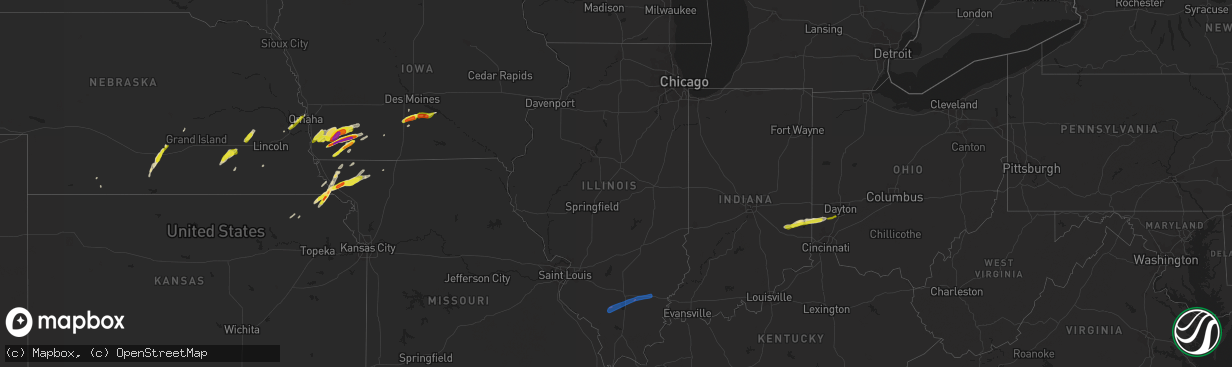 Hail map in Illinois on March 19, 2020