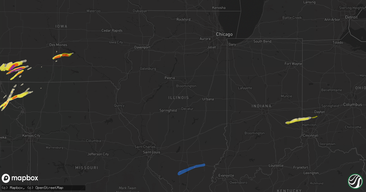 Hail map in Illinois on March 19, 2020
