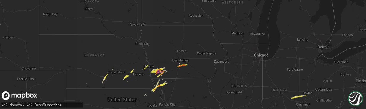 Hail map in Iowa on March 19, 2020