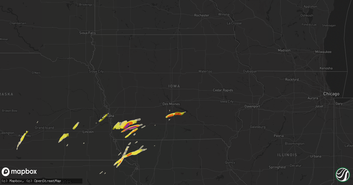Hail map in Iowa on March 19, 2020