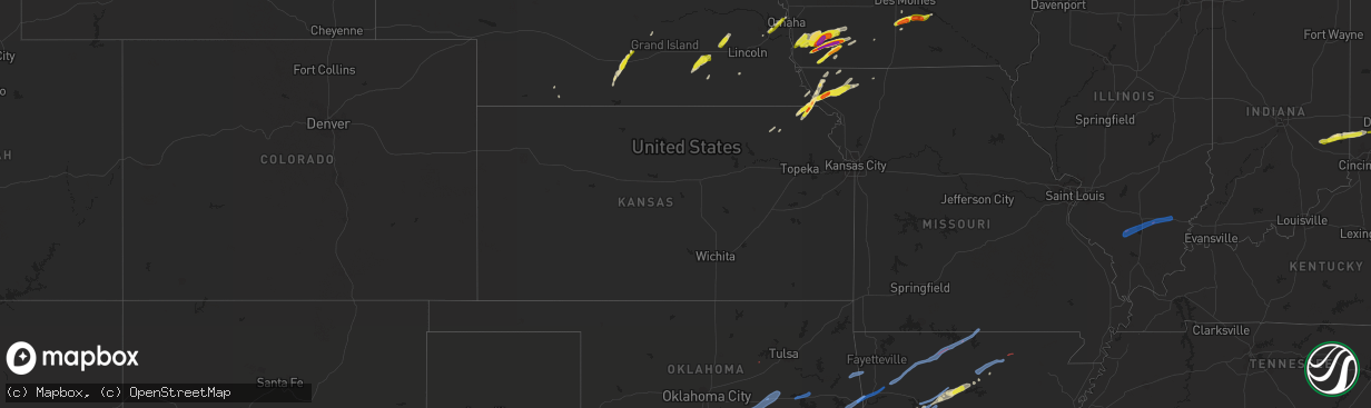 Hail map in Kansas on March 19, 2020