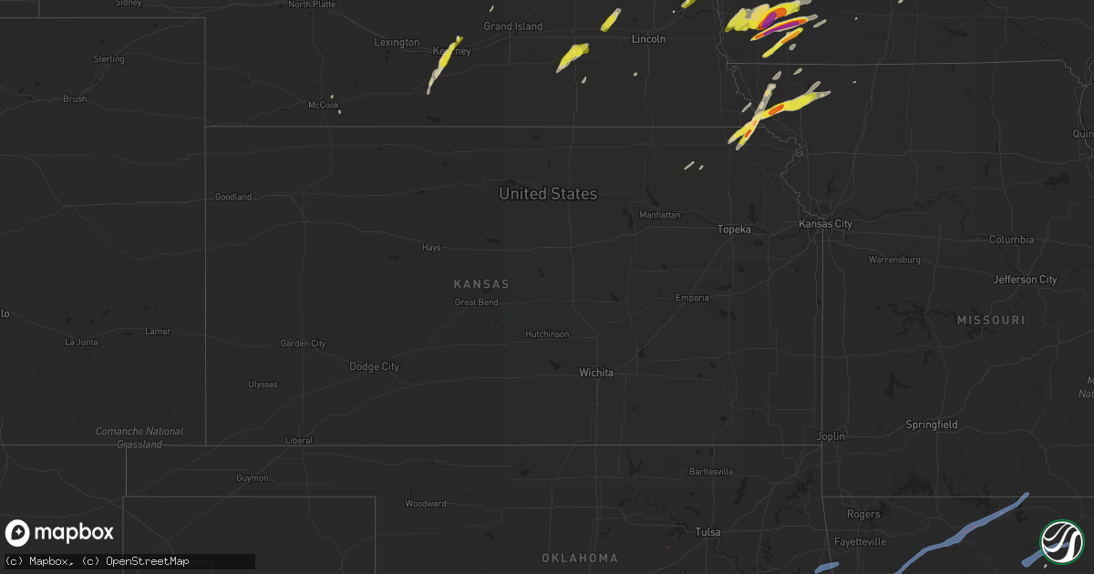 Hail map in Kansas on March 19, 2020