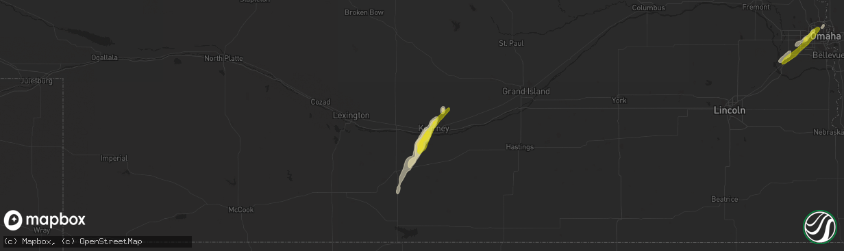 Hail map in Kearney, NE on March 19, 2020