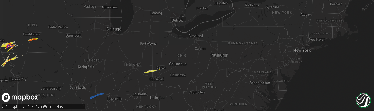 Hail map in Ohio on March 19, 2020