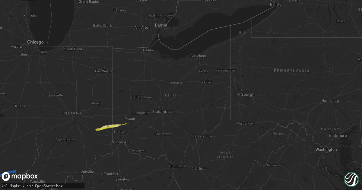 Hail map in Ohio on March 19, 2020