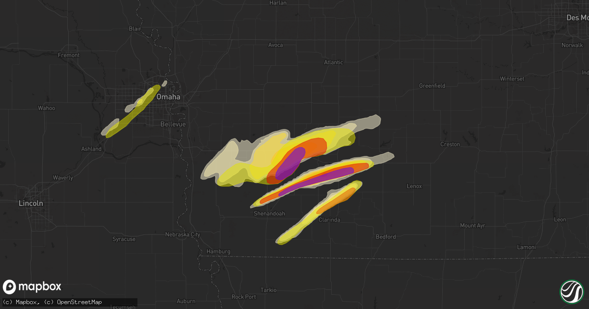Hail map in Red Oak, IA on March 19, 2020