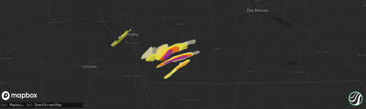 Hail map in Villisca, IA on March 19, 2020