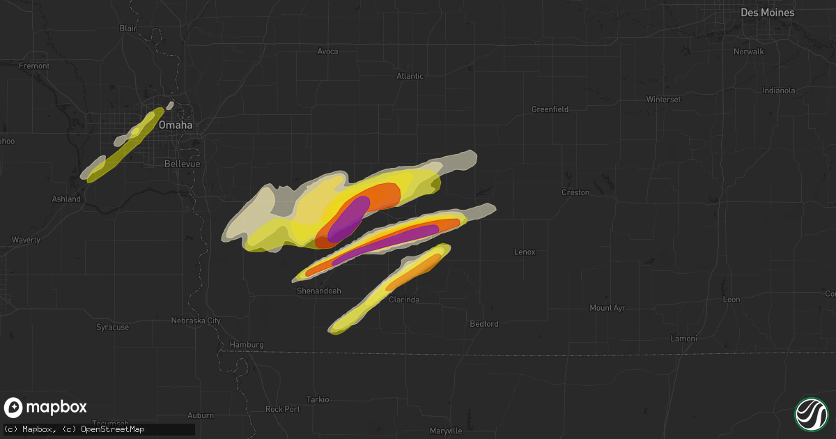 Hail map in Villisca, IA on March 19, 2020