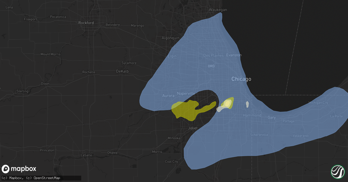Hail map in Aurora, IL on March 19, 2025