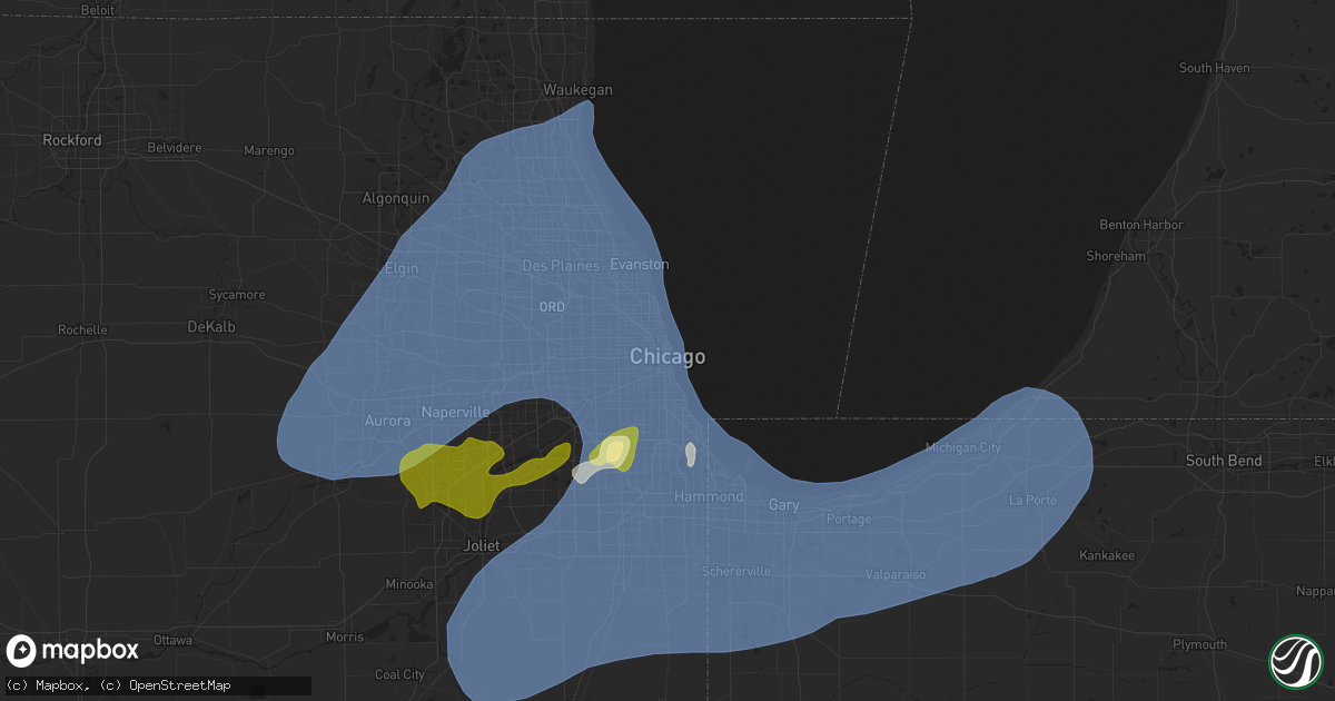 Hail map in Chicago, IL on March 19, 2025