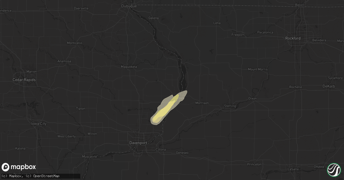 Hail map in Clinton, IA on March 19, 2025