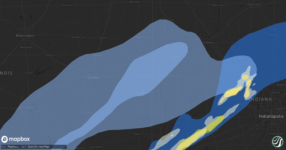 Hail map in Danville, IL on March 19, 2025