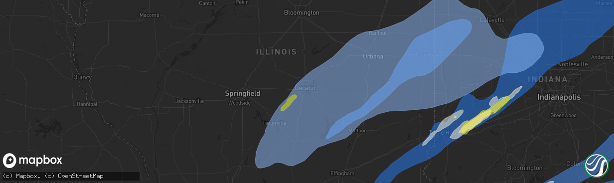 Hail map in Decatur, IL on March 19, 2025