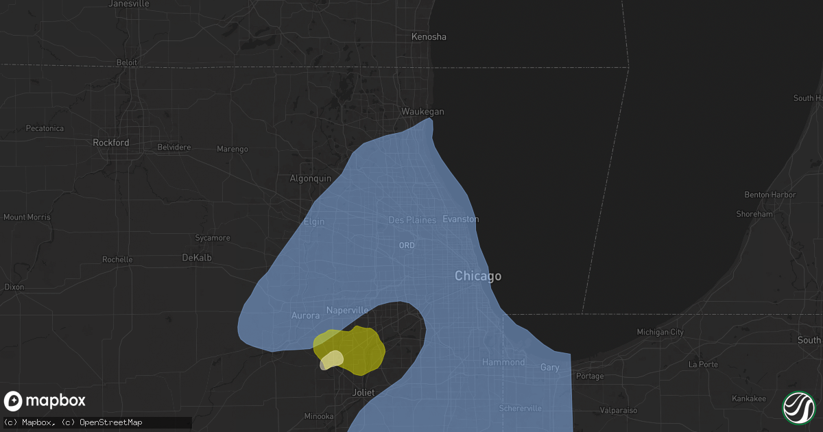 Hail map in Des Plaines, IL on March 19, 2025