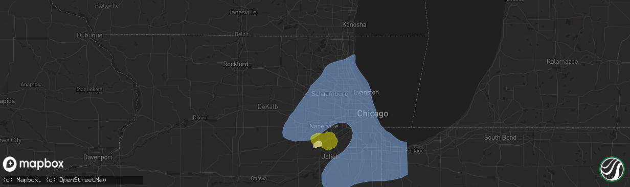 Hail map in Elgin, IL on March 19, 2025