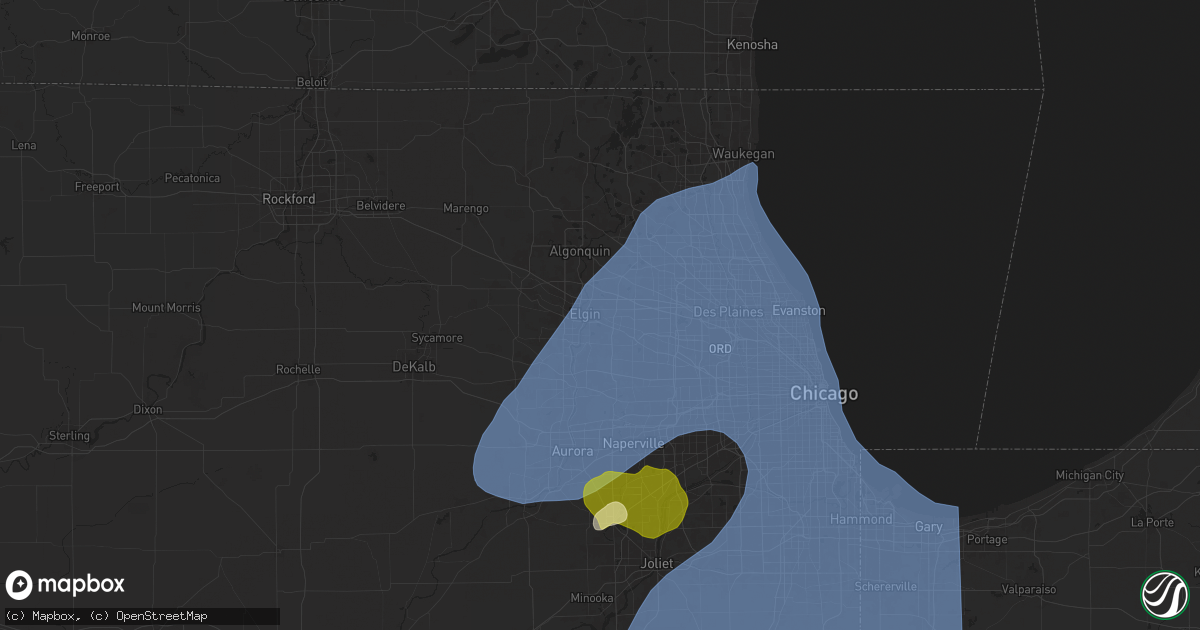 Hail map in Elgin, IL on March 19, 2025