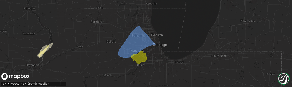 Hail map in Elmhurst, IL on March 19, 2025