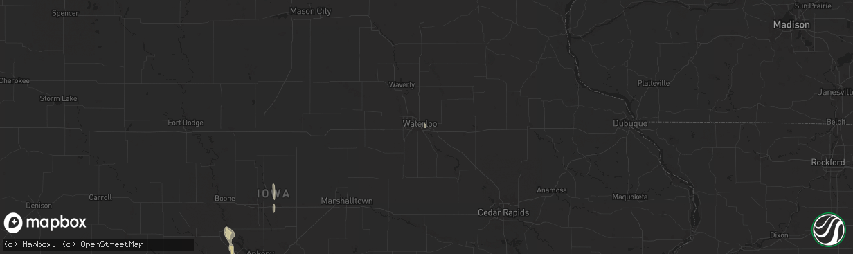 Hail map in Evansdale, IA on March 19, 2025