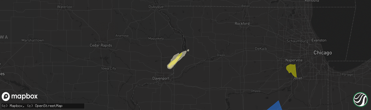 Hail map in Fulton, IL on March 19, 2025