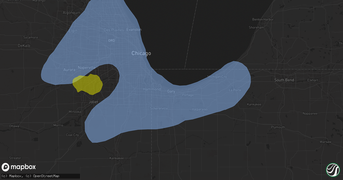 Hail map in Gary, IN on March 19, 2025