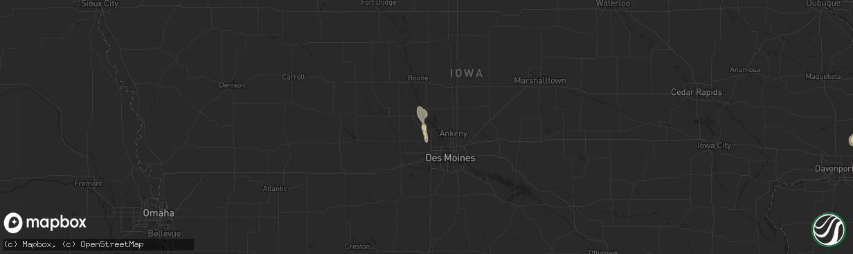 Hail map in Granger, IA on March 19, 2025