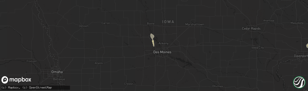 Hail map in Grimes, IA on March 19, 2025