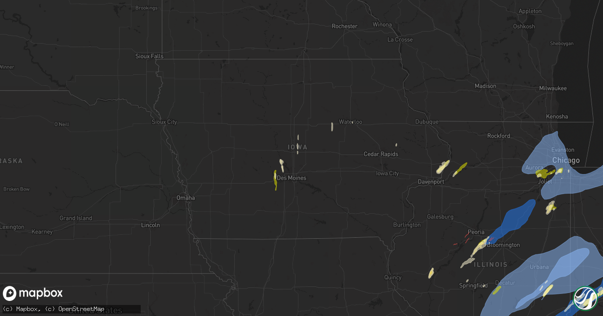 Hail map in Iowa on March 19, 2025