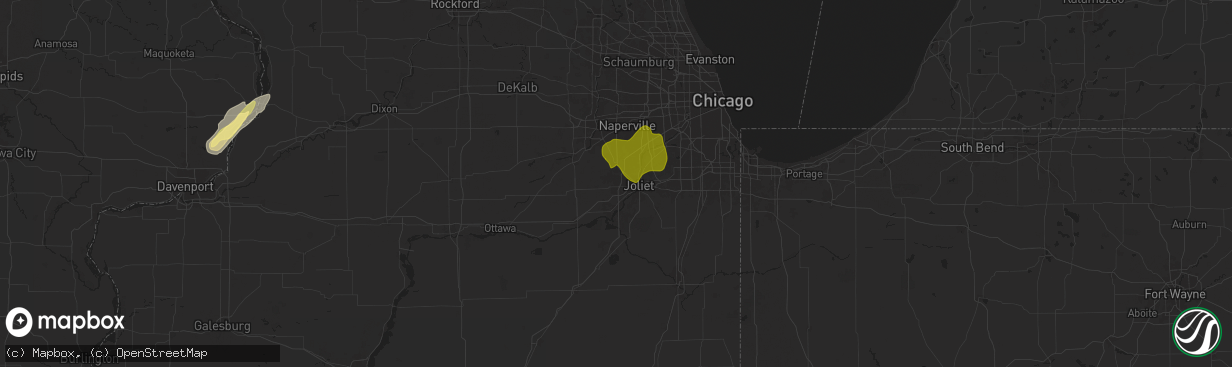 Hail map in Joliet, IL on March 19, 2025