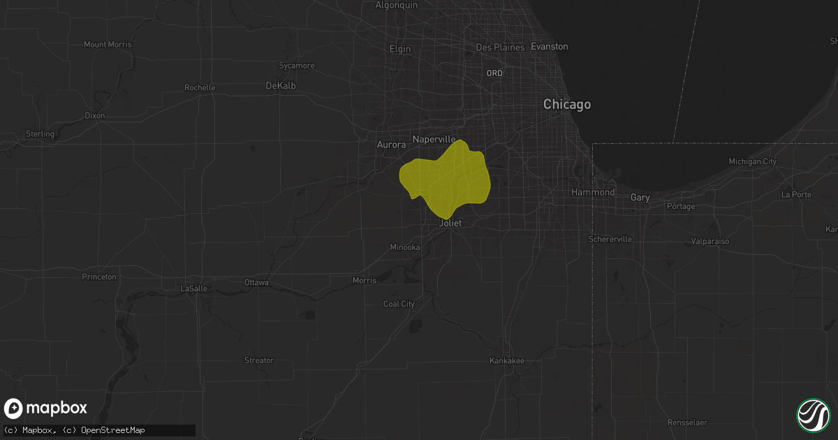 Hail map in Joliet, IL on March 19, 2025