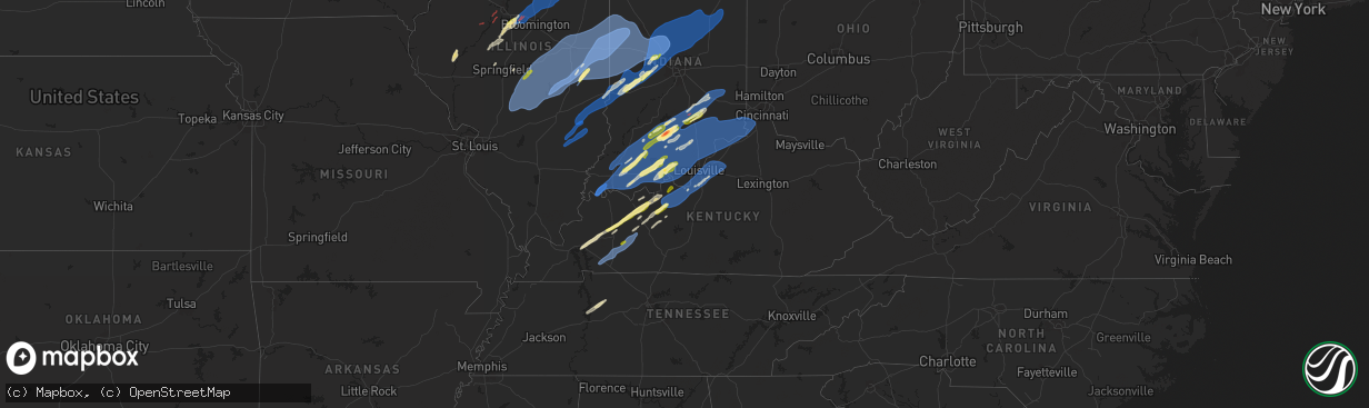 Hail map in Kentucky on March 19, 2025