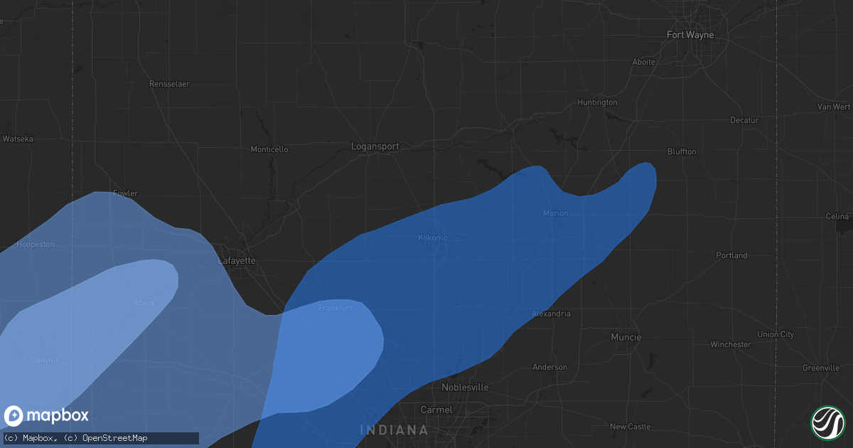 Hail map in Kokomo, IN on March 19, 2025