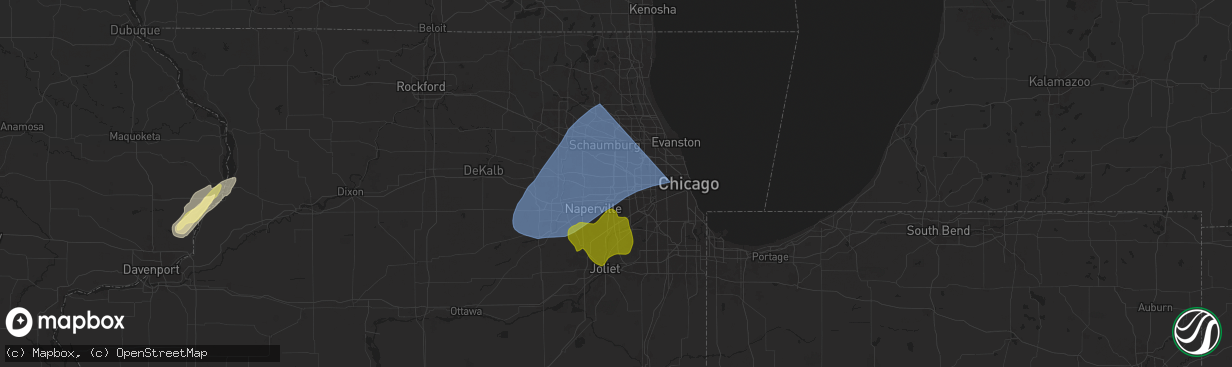 Hail map in Lombard, IL on March 19, 2025