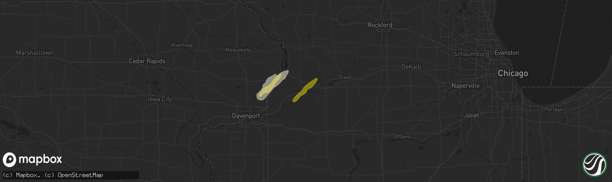 Hail map in Lyndon, IL on March 19, 2025