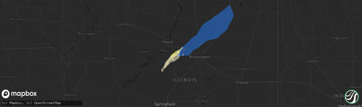 Hail map in Mackinaw, IL on March 19, 2025