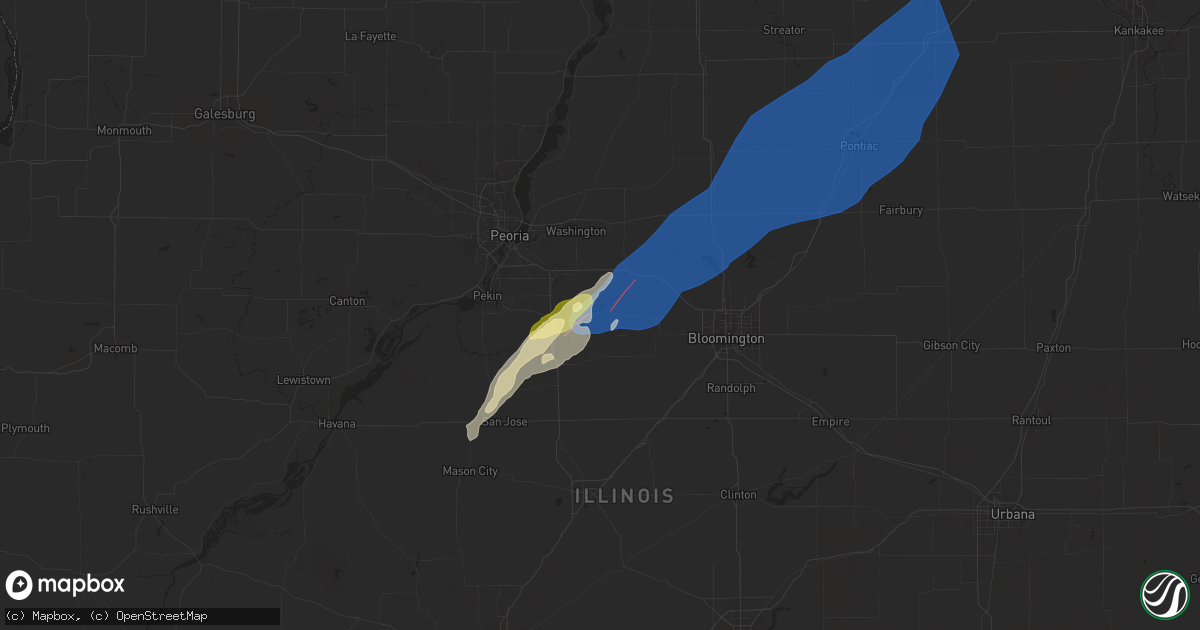 Hail map in Mackinaw, IL on March 19, 2025
