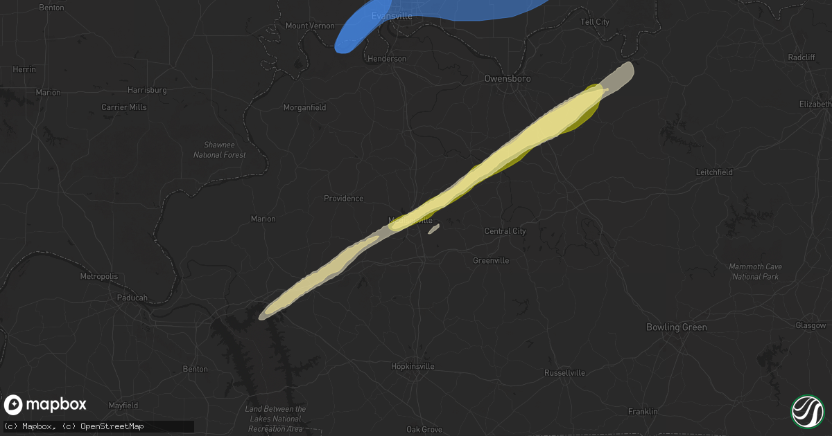 Hail map in Madisonville, KY on March 19, 2025
